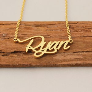 Name Necklace, Custom Initial Necklace, Gold Plated Necklace, Personalized Name Jewelry Wedding Gift for Ryan