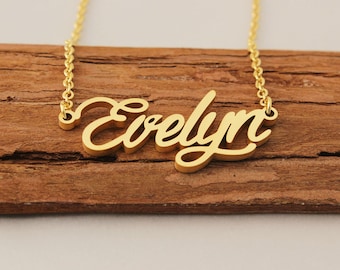 Name Necklace, Custom Name Necklace, Engraved Necklace with Name, Personalized Simple Necklace Birthday Gift for Evelyn