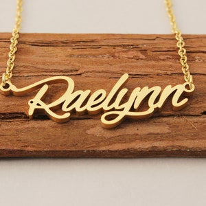 Custom Name Necklace, Personalized Letter Necklace, Couples Necklace, Gold Plated Necklace Wedding Gift for Raelynn