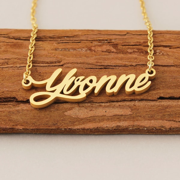 Name Necklace, Custom Name Necklace, Personalized Girls Name Jewelry, Dainty Necklace Mothers Day Gift for Yvonne