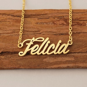 Felicia Name Necklace, Custom Initial Necklace for Her, Nameplate Necklace, Personalized Lovely Necklace for Girls Birthday Gift