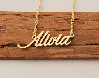 Custom Name Necklace, Alivia Name Necklace Gold, Necklaces for Women, Engraved Necklace Anniversary Gift for Her Wife