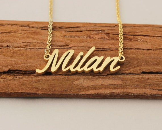 Name Necklace Custom Initial Name Necklace Personalize Gold Plated Necklace Ideal Christmas Gift Name Necklace for Milan Etsy