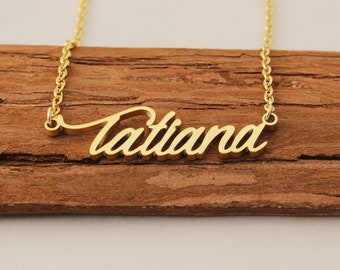 Custom Name Necklace, Tatiana Letter Name Necklace, Personalized Minimalist Gift Necklace with Her Name, Graduation Gift for Kids Friend