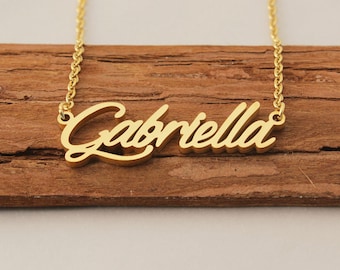 Name Necklace Custom Minimalist Necklace Cursive Gold Plated