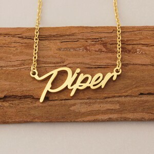 Collier de nom personnalisé, collier initial personnalisé, collier gravé avec nom plaqué or, collier de maman avec cadeau de nom pour enfants pour Piper