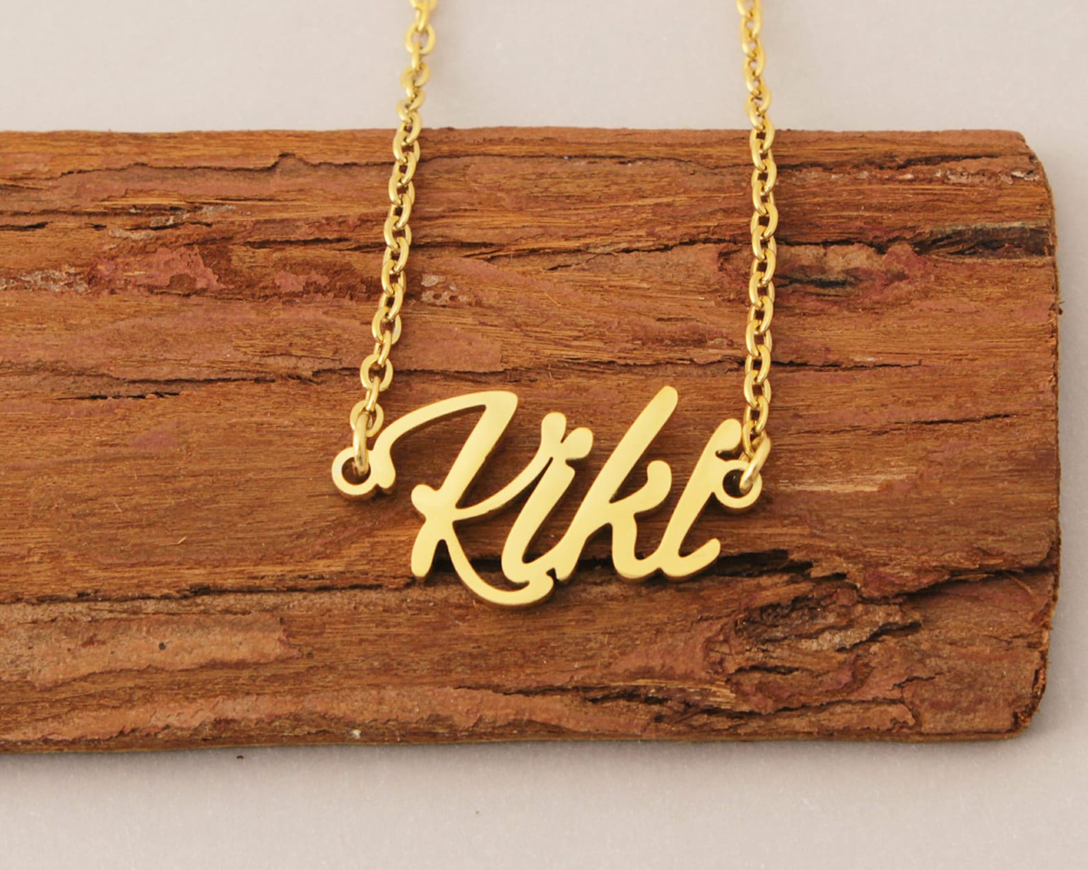 Custom Kiki Name Necklace Personalized Gold Plated Necklace Etsy