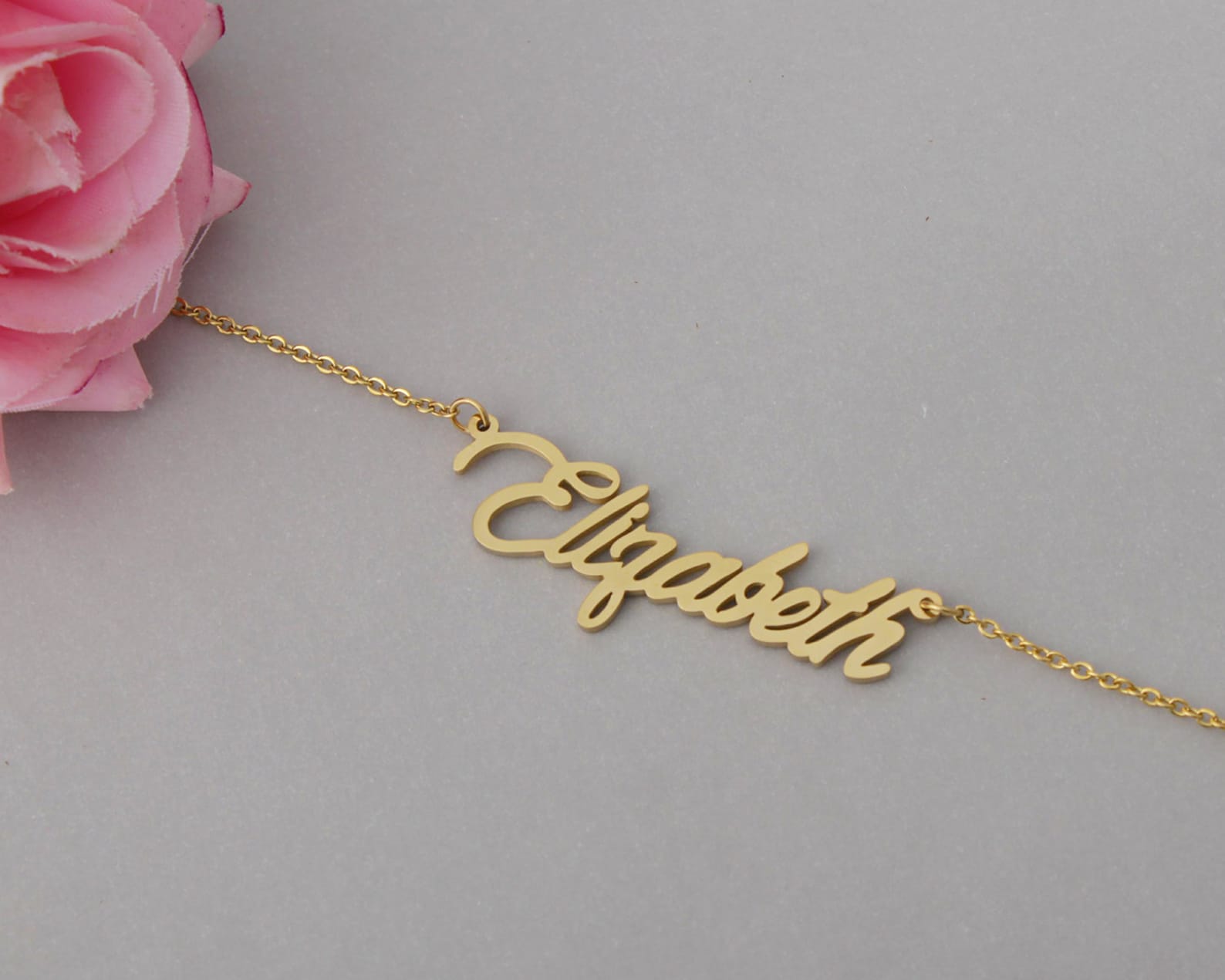 Custom Name Necklace Elizabeth Nameplate Necklace Necklace Etsy