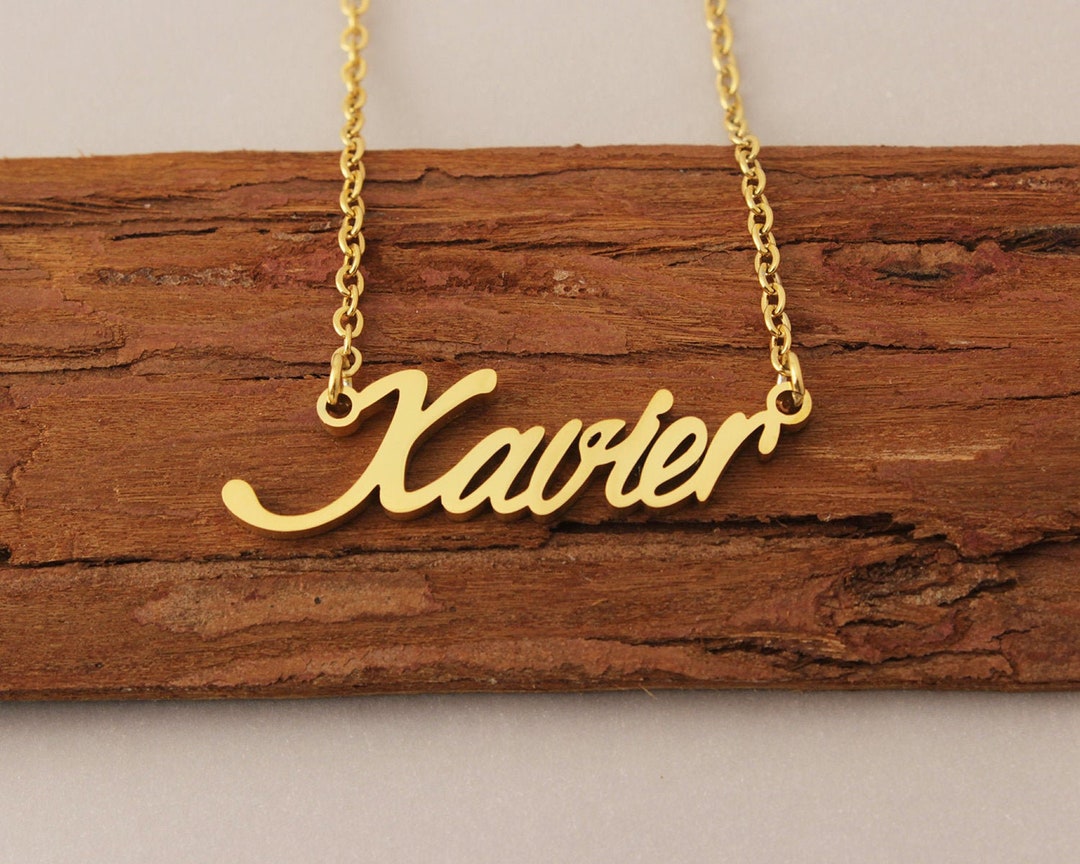 Custom Name Necklace Xavier Gold Plated Necklace Initial Necklace Custom Name Necklace Xavier Gold Plated Necklace Initial Necklace
