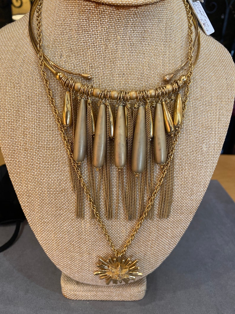 Polished Gold Statement Choker Necklace Cocktail Jewelry Coty Chic