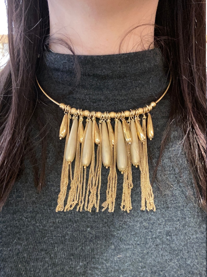 Polished Gold Statement Choker Necklace Cocktail Jewelry Coty Chic