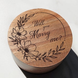 Will You Marry Me Ring Box, Engraved Wedding Ring Box, Marry Me Wood Jewelry Box, Filigree Floral Wedding Box, Bridesmaid Gift, Proposal Box