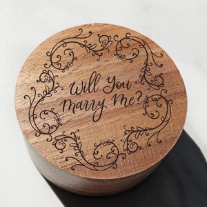 Will You Marry Me Ring Box, Engraved Wedding Ring Box, Marry Me Wood Jewelry Box, Filigree Floral Wedding Box, Bridesmaid Gift, Proposal Box