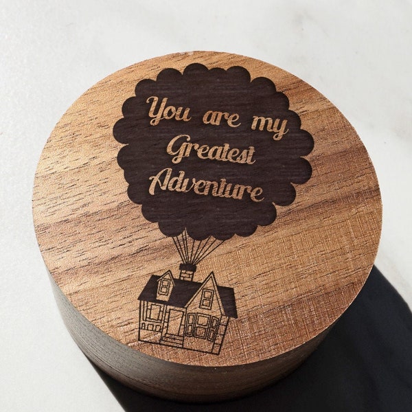 You Are My Greatest Adventure Proposal Box, Up Carl and Ellie Wedding Ring Box, Our Adventure Box Jewelry Box, Gravé Wood Ring Box Holder