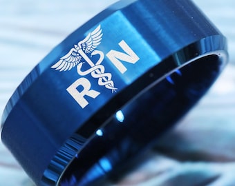 Registered Nurse Nurse Ring, RN Ring, Medical Ring, Registered Nurse Ring, Nurse Wedding Band, RN Jewelry, RN Tungsten Wedding Band