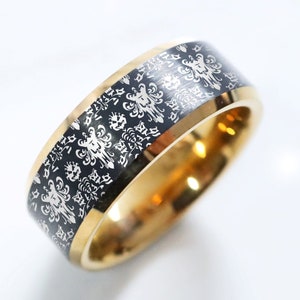 Anillo de bodas de la Mansión Encantada, Anillo de Halloween, Anillo de compromiso de Jack Sally, Anillo con el famoso patrón de Halloween, Anillo de Halloween grabado