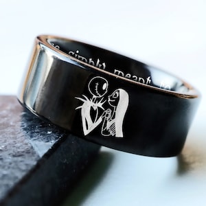 Jack en Sally-trouwring, Jack Sally-verlovingstrouwring, Jack We&#39;re Simply Meant To Be Ring, Halloween Jack Sally Ring, Jack Sally