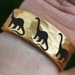 Dinosaur Triceratops Ring Prehistoric Paleo Print Brachiosaurus Wedding Band Ring FREE Inside Band Engraving 4mm to 10mm Widths