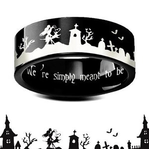 Jack Sally verlovingstrouwring, Jack and Sally-trouwring, Jack We&#39;re Simply Meant To Be Ring, Halloween-sieraden, Jack Halloween-cadeau