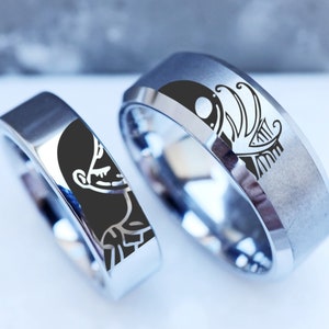 Jack and Sally Wedding Band Jack Sally Engagement Ring,  Halloween Town Jewelry, We&#39;re Simply Meant To Be Promise Custom Ring