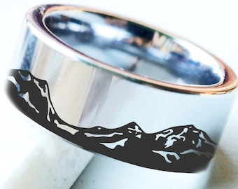 Three Sisters Mountain Wedding Ring, Oregon Mountain Wedding Band, Nature Mountain Engagement Ring, Nature Jewelry, Mountain Gift