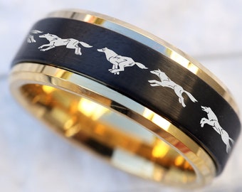 Wolf Pack Running Spinner Ring, Wolves Wedding Band, Howling Wolf Ring, Wolf Wedding Ring, Wolf Promise Ring, Wolf Nature Ring, Wolf Jewelry