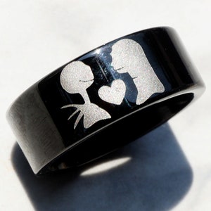 Jack Sally-verlovingsring, trouwring Jack en Sally, Jack We&#39;re Simply Meant To Be-ring, gegraveerde Halloween-ring, 8 mm