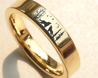 wolf wedding rings