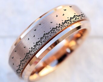Anello nuziale con cuore a farfalla, anello con spinner naturale, anello di fidanzamento con farfalle, gioielli con farfalle, anello con incisione a farfalla