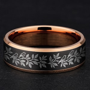 Sakura Cherry Blossom Wedding Band, Engraved Cherry Flowers Engraved Wedding Ring, Plum Blossom Ring, Japanese Hanami Floral Ring