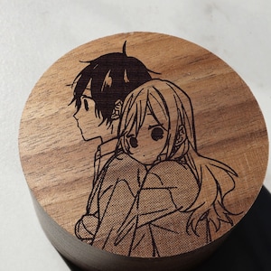 Anime Manga Love Hug I Love You Senpai Wood Ring Box, Otaku Weebo Wedding Ring Box, Anime Kawaii Jewelry Box, Chibi Proposal Box
