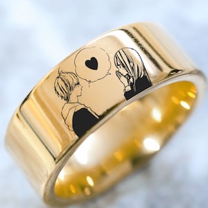 Anime I love you Manga Wedding Ring, Weebo Otaku Band, Senpai Ring, Senpai Jewelry, Waifu Wedding Ring, Weeb Gift, Kawaii Ring Gift Jewelry