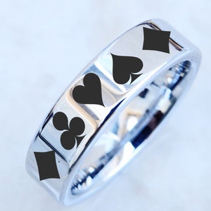 Anillo de bodas con as de picas, anillo de naipes, anillo de bodas con solitario Anillo de bodas con as de picas, anillo de comodín, anillo de póquer, anillo de picas de la suerte
