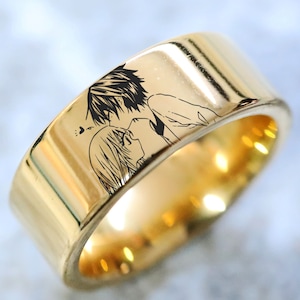 Anime Forehead Kiss Wedding Ring, Weebo Otaku Band, Senpai Ring, Senpai Jewelry, Waifu Wedding Ring, Weeb Gift, Kawaii Ring Gift Jewelry