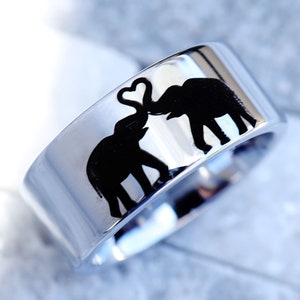 Elephant Wedding Ring, Elephant Engagement Ring, Elephant Animal Lover Wedding Band, Animal Lover Jewelry, Animal Lover Gift