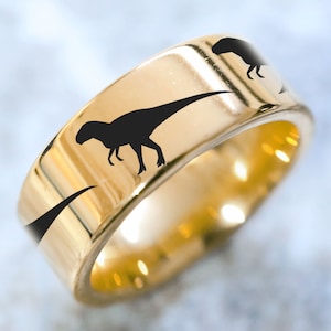 Dinosaur Triceratops Tyrannosaurus Rex. Velociraptor. Paleo T-REX Tungsten Wedding Band Ring FREE Inside Band Engraving 4mm to 10mm Widths