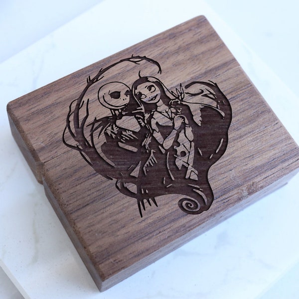 Jack and Sally Proposal Box, Jack Skellington Wedding Ring Box, Halloweentown Engagement Ring Bearer, We're Simply Meant To Be Jewelry Box