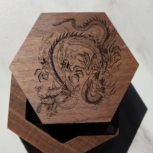Chinese Dragon Engraved Ring Box, Dragon Jewelry Box, Yin Yang Drago Good and Bad Wedding Ring Box, Dragon Proposal Box, Dragon Men Woman