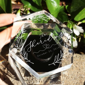 Hochzeit Ring Box, personalisierte Acryl Schmuckschatulle, Verlobungsring Box, Geschenke für die Braut, Zeremonie Ring Box, Ringträger Box graviert
