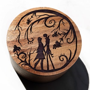Jack and Sally Engraved Proposal Box, Jack Sally Wedding Ring Box, Halloween Town Ring Bearer, We&#39;re Simply Meant To Be Jewelry Box
