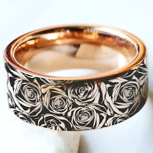 Filigree Rose Petal Wedding Band, Floral Wedding Ring, Floral Engraved Ring, Floral Wedding Band, Rose Flower Ring, Flower Jewelry
