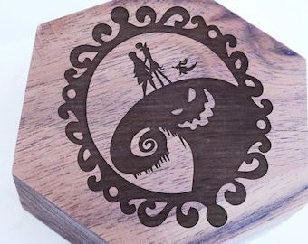 Jack and Sally Filigree Engraved Proposal Box, Jack Wedding Ring Box, Halloween Town Box, We're Simply Meant To Be Jewelry Box, Jack Ghost