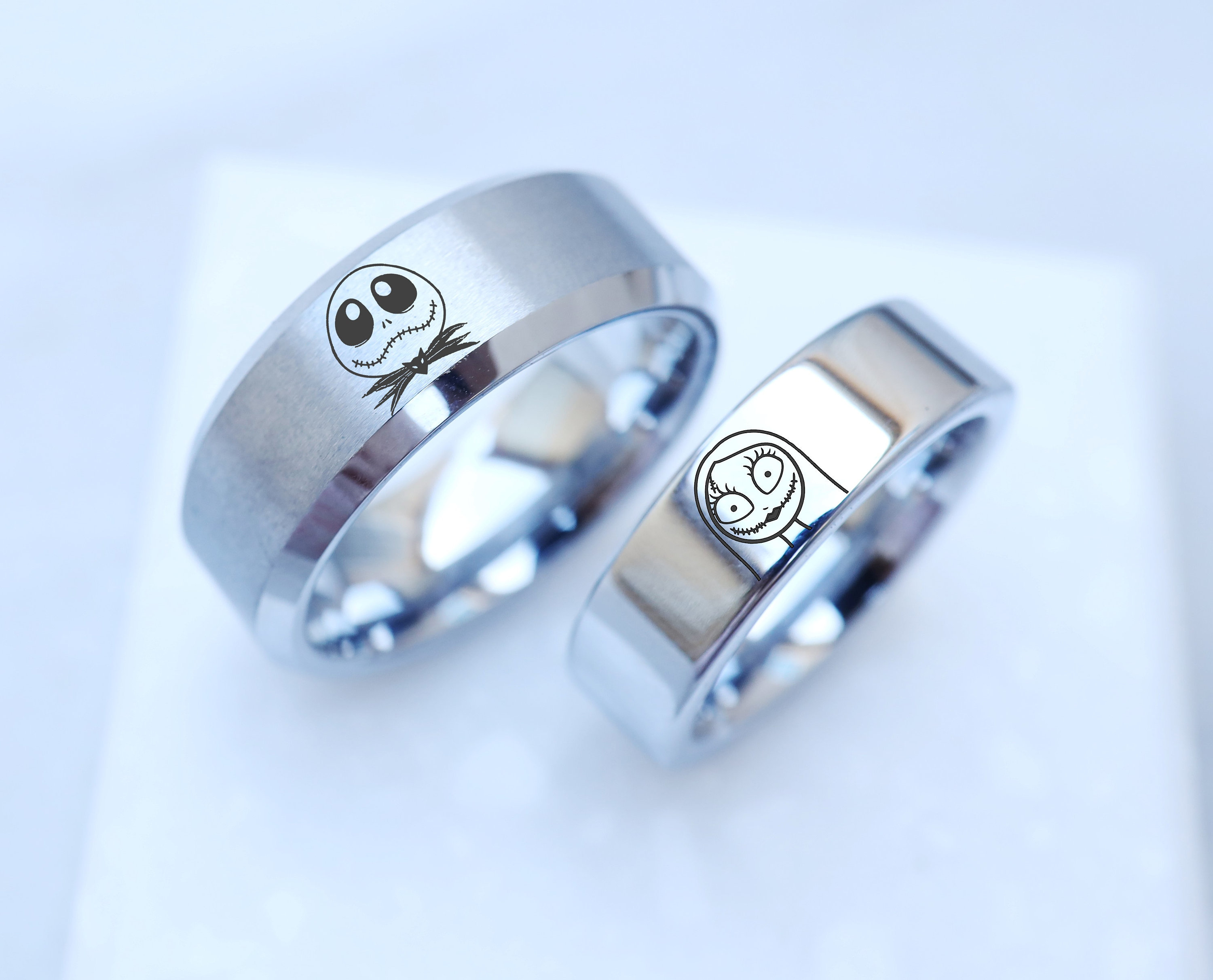 Jack and Sally Matching Ring Set Jack Skellington Bague de