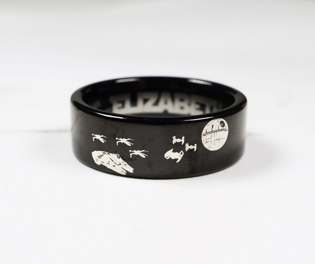 Star Wars Engagement Ring Star Wars Wedding Ring Death Star Etsy