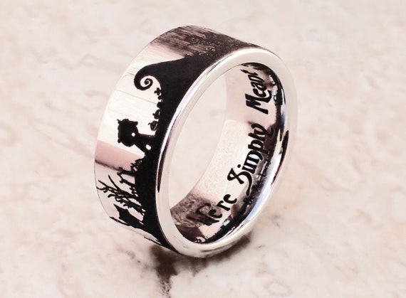 Build Your Own Custom Tungsten Carbide Black Lasered Nightmare Before  Christmas Jack & Sally Ring.