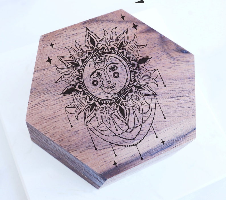 Sun Moon Jewelry Box Sun and Moon Wedding Ring Box Sun and Moon Proposal Box Sun and Moon Love Engagement Ring Bearer Box Gift Box