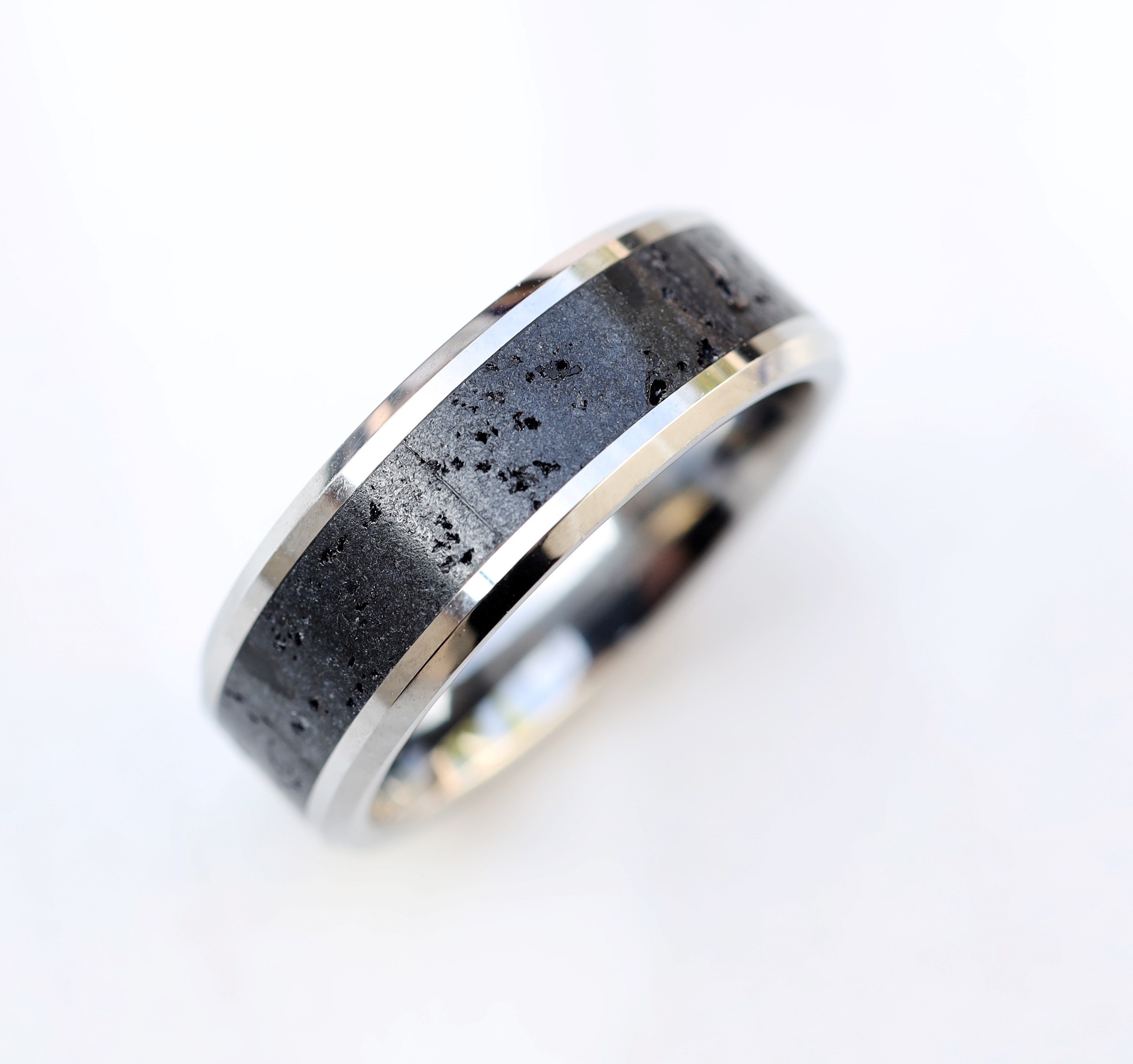 Black Lava Wedding Band Lava Engagement Ring Black Lava Rock Etsy