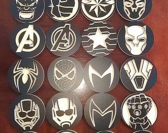 Premium Natural Slate Captain America Symbol Coaster Gift Set Marvel Comic