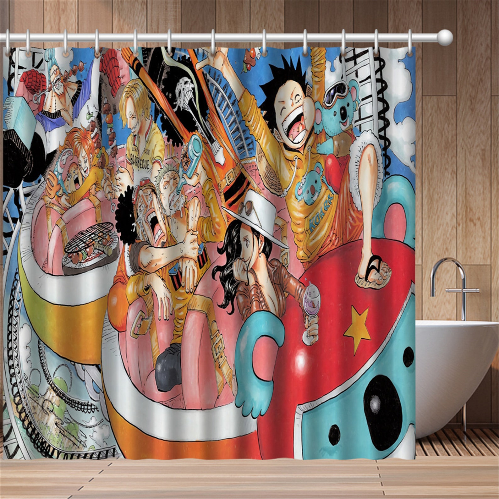 Custom-made One Piece Anime cute and thick waterproof shower | Etsy