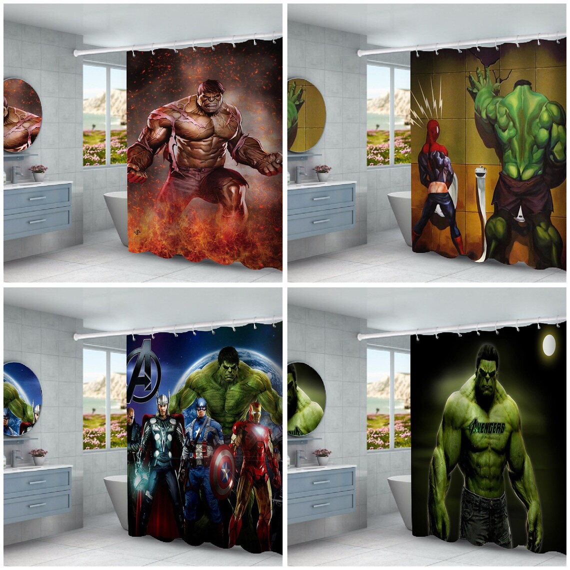 Customized shower curtaincartoon Hulk bathroom toilet shower Etsy